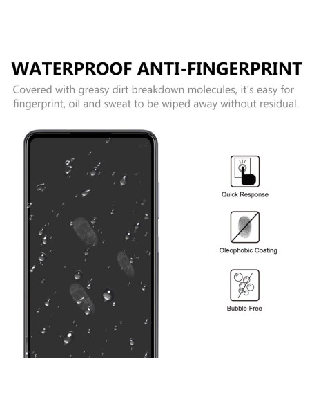 Samsung A72 5G härdat glas med vattenavvisande yta och anti-fingeravtryck funktion