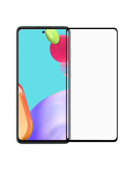 Härdat glas för Samsung A72 5G, visat från sidan med fullram och transparent design