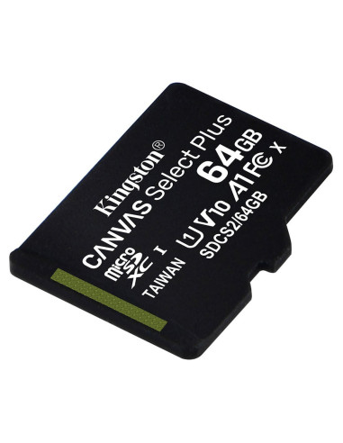 Kingston Canvas Select Plus MicroSD 64GB med tydlig märkning och kapacitet