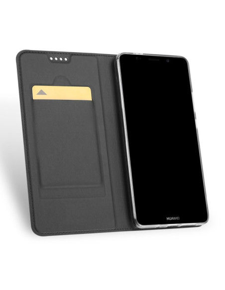 Svart Flipfodral Skin Pro för Mate 20 Lite, med kortfack och telefon monterad inuti