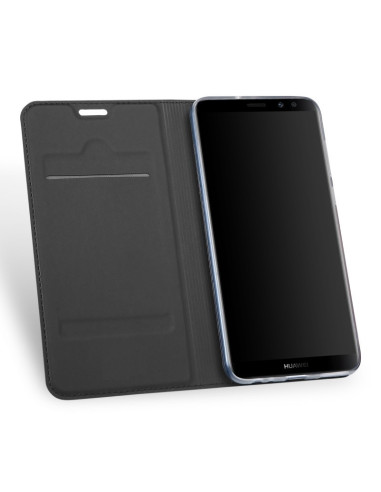 Svart Mate 10 Lite Flipfodral Skin Pro med Kortfack, öppet med telefon insatt