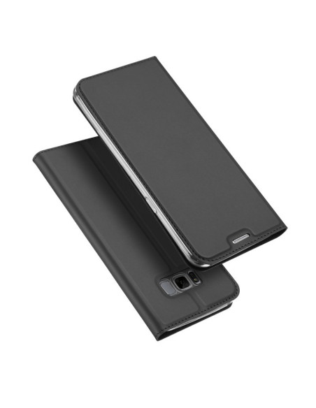 Svart flipfodral för Samsung S8 Plus, sett bakifrån med öppet lock