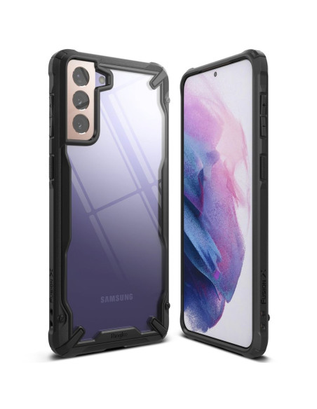 Transparent stöttåligt skal Ringke Fusion X för Samsung S21 Plus, sett från sidan