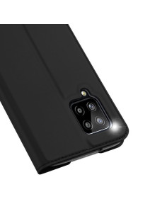 Svart flipfodral för Samsung A42 5G med stängning av magneter, sett från sidan 2