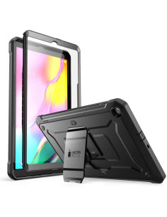 Stöttåligt skal för Samsung Tab A 10.1 med kickstand och skärmskydd, sett från sidan