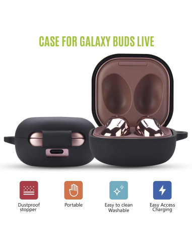 Silikonfodral för Samsung Galaxy Buds Live med stängd design och laddningsport