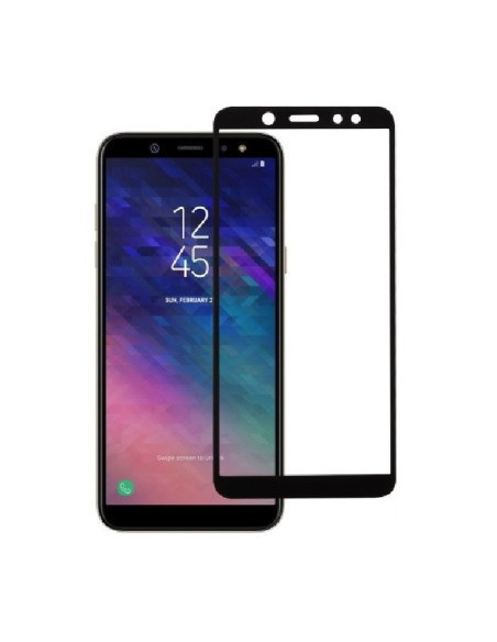 Härdat glas för Samsung A7 2018, monterat på telefon med fullframe-design