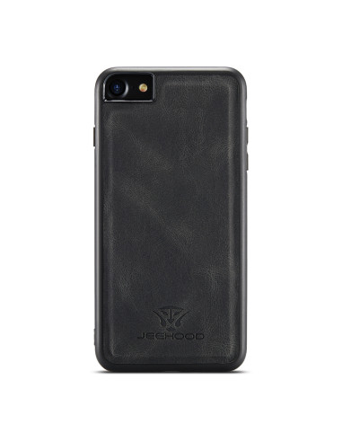 Svart JeeHood skal för iPhone 7, visat bakifrån med textur och logotyp