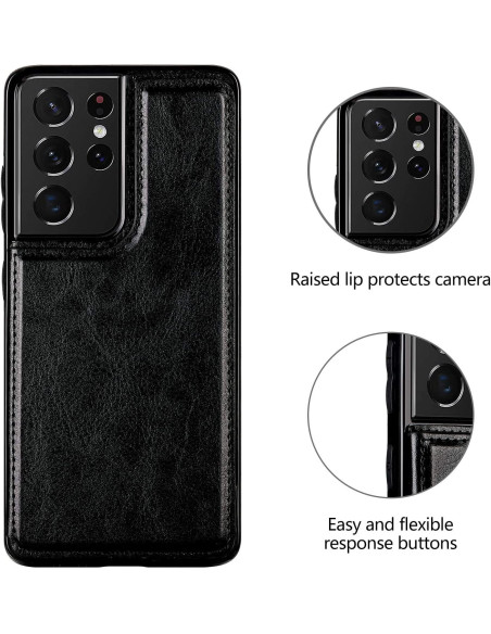 Samsung S21 Ultra Stöttåligt Skal Korthållare 3-FACK Flippr