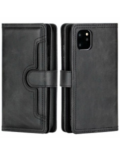 Svart plånboksfodral för iPhone 12 Pro Max med 10 kortfack och handledsband 2