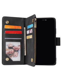 iPhone XR Multifunktionellt Plånboksfodral Zipper 8-Fack