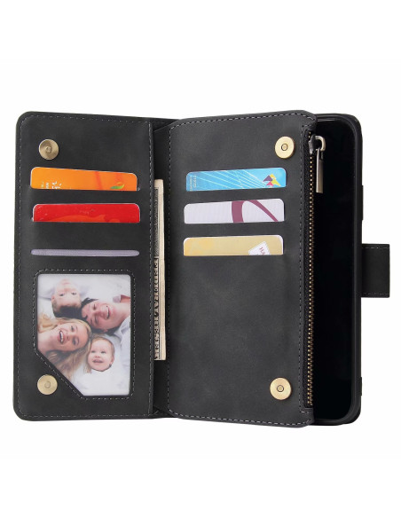 iPhone XR Multifunktionellt Plånboksfodral Zipper 8-Fack