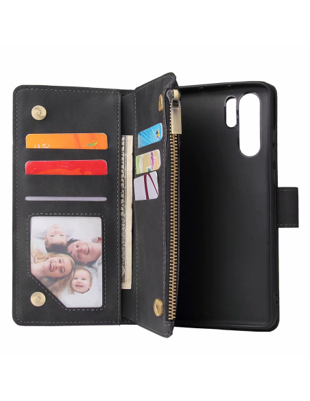 Huawei P30 Pro Multifunktionellt Plånboksfodral Zipper 8-Fack