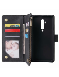 OnePlus 7T Pro Multifunktionellt Plånboksfodral Zipper 8-Fack 2