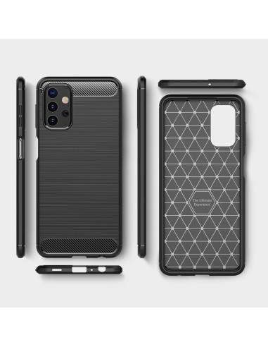 Samsung A32 5G SlimCarbon skal i svart, visat framifrån med geometrisk mönstring inuti