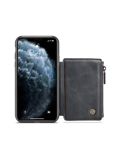 iPhone 11 skal med korthållare, öppet med telefon monterad och kortfack synligt