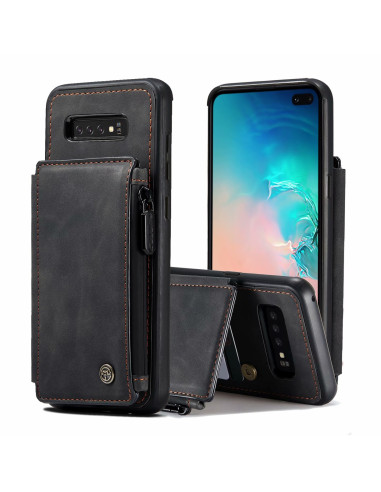 Samsung S10 Skal Korthållare &amp; Dragkedja 4-FACK CaseMe Flippr