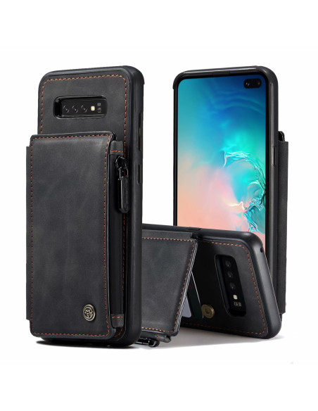 Samsung S10 Skal Korthållare &amp; Dragkedja 4-FACK CaseMe Flippr