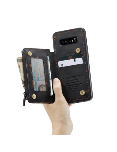 Samsung S10 Skal Korthållare &amp; Dragkedja 4-FACK CaseMe Flippr