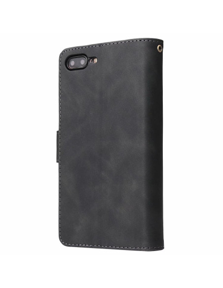 Svart plånboksfodral för iPhone 7 Plus/8 Plus med stängning och dragkedja