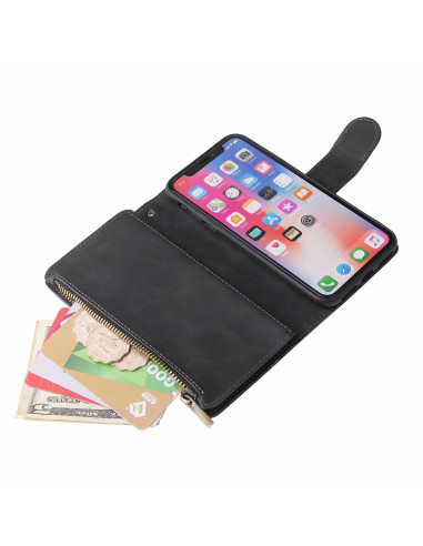 iPhone XS Max Multifunktionellt Plånboksfodral Zipper 8-Fack