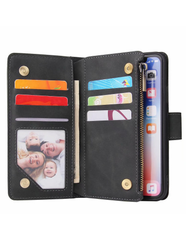 iPhone XS Max Multifunktionellt Plånboksfodral Zipper 8-Fack