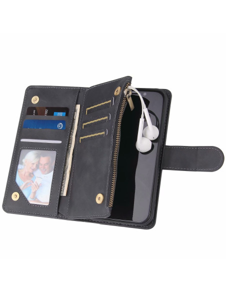 iPhone 12/12 Pro Multifunktionellt Plånboksfodral Zipper 8-Fack