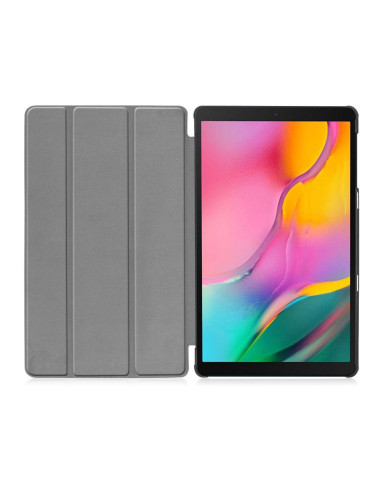 Samsung Tab S5e fodral i svart med veckad framsida, öppet för visning av skärmen