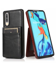 Huawei P30 Lite Mobilskal Korthållare 5-FACK Retro V3 - Svart