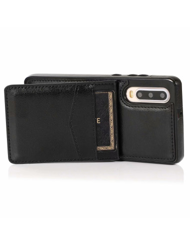 Huawei P30 Lite Mobilskal Korthållare 5-FACK Retro V3 - Svart