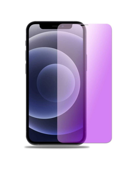 Transparent skärmskydd av härdat glas monterat på en smartphone med blåljusfilter