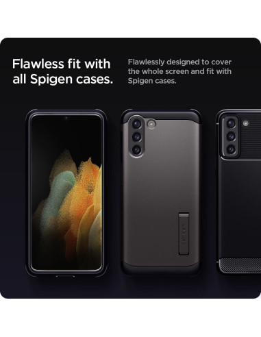 2-PACK Samsung S21 Plus Härdat Glas Installationsram Spigen EZ Fit