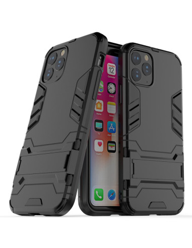 iPhone 11 Pro Max skal i svart TPU med kickstand, monterat på telefon