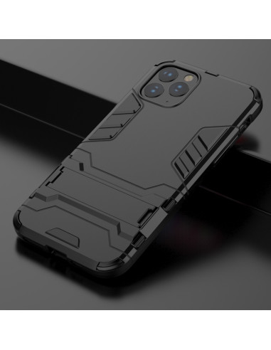 Svart stöttåligt skal för iPhone 11 Pro Max med kickstand, sedd snett bakifrån