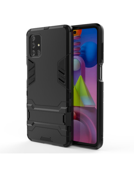 Samsung A72 5G skal med kickstand, visat från sidan med telefon monterad