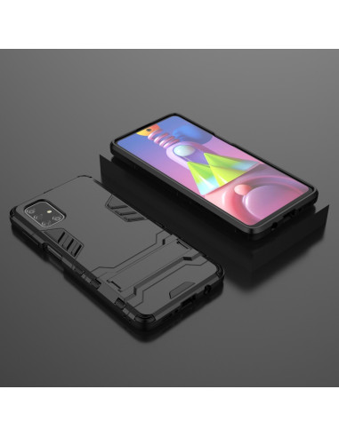 Samsung A72 5G skal med kickstand, visat från sidan med telefon i fodralet