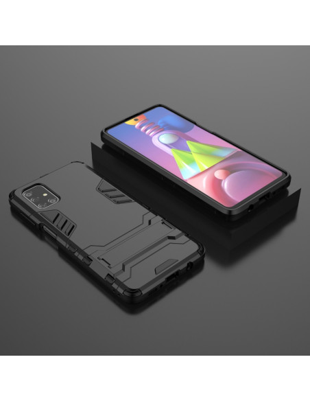Samsung A72 5G skal med kickstand, visat från sidan med telefon i fodralet