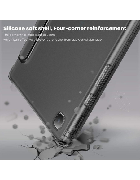 Detaljvy av Galaxy Tab A7 10.4" flipfodral med förstärkta hörn och silikonmaterial
