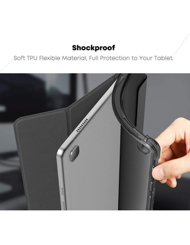 Närbild av Galaxy Tab A7 10.4" flipfodral som visar det flexibla TPU-materialet och vikbar framsida