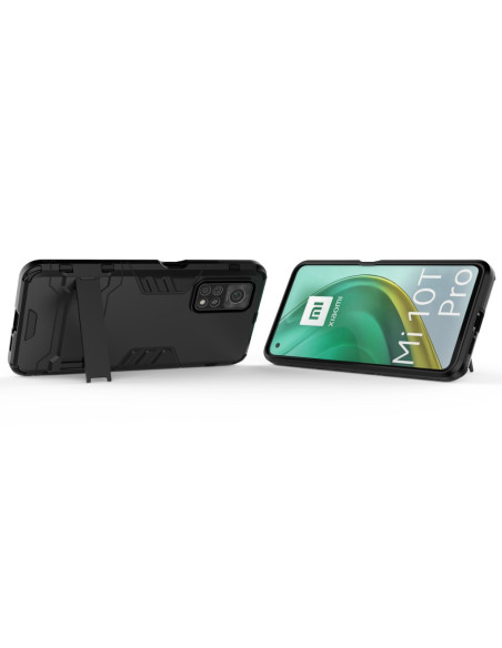 Xiaomi Mi 10T / 10T Pro stöttåligt skal med kickstand, visat från baksidan och sidan