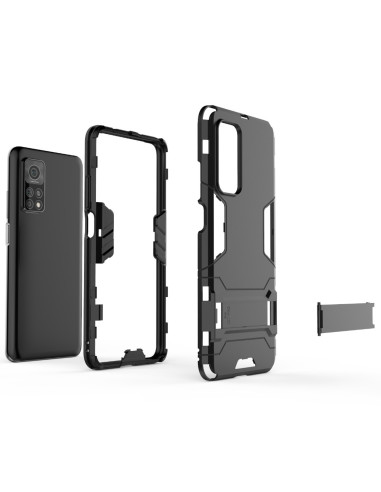 Xiaomi Mi 10T / 10T Pro stöttåligt skal med kickstand, visat i delar med telefon i bakgrunden