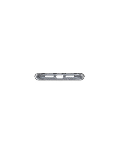 Översikt av det svarta stötdämpande mobilskalet för iPhone 11 Pro Max, sett från ovan med fokus på knapparna