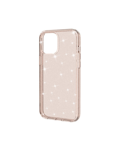 Stötdämpande mobilskal i Gnistra Guld för iPhone 12 Pro Max, sett från sidan med glittrande yta