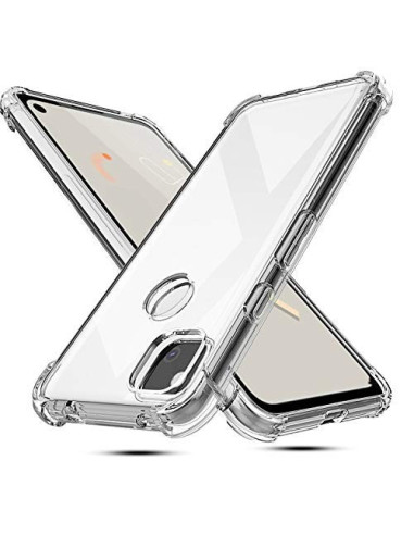 Transparent TPU-skal för Google Pixel 4a med förstärkta hörn, sett från sidan