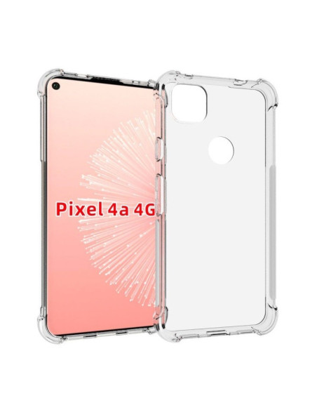 Transparent TPU-skal för Google Pixel 4a, sett framifrån med tydlig kamerautskärning