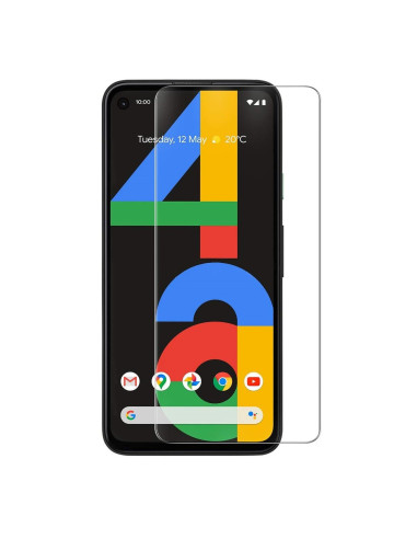 Skärmskydd monterat på Google Pixel 4a med tydlig visning av skärmdesign
