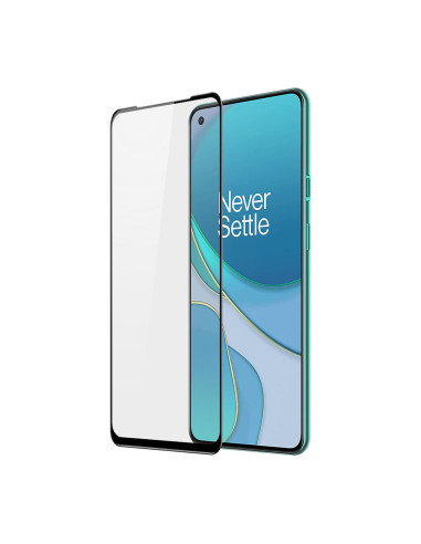 Framifrån vy av härdat glas för OnePlus 9, transparent och fullframe design