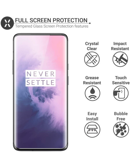 Framifrån vy av transparent härdat glas för OnePlus 9 med skyddande funktioner