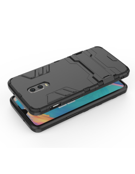 OnePlus 6T stöttåligt skal med kickstand, sett ovanifrån med telefon i skalet