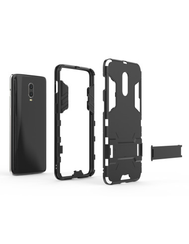 OnePlus 6T stöttåligt skal med kickstand, uppdelat i delar för att visa konstruktionen